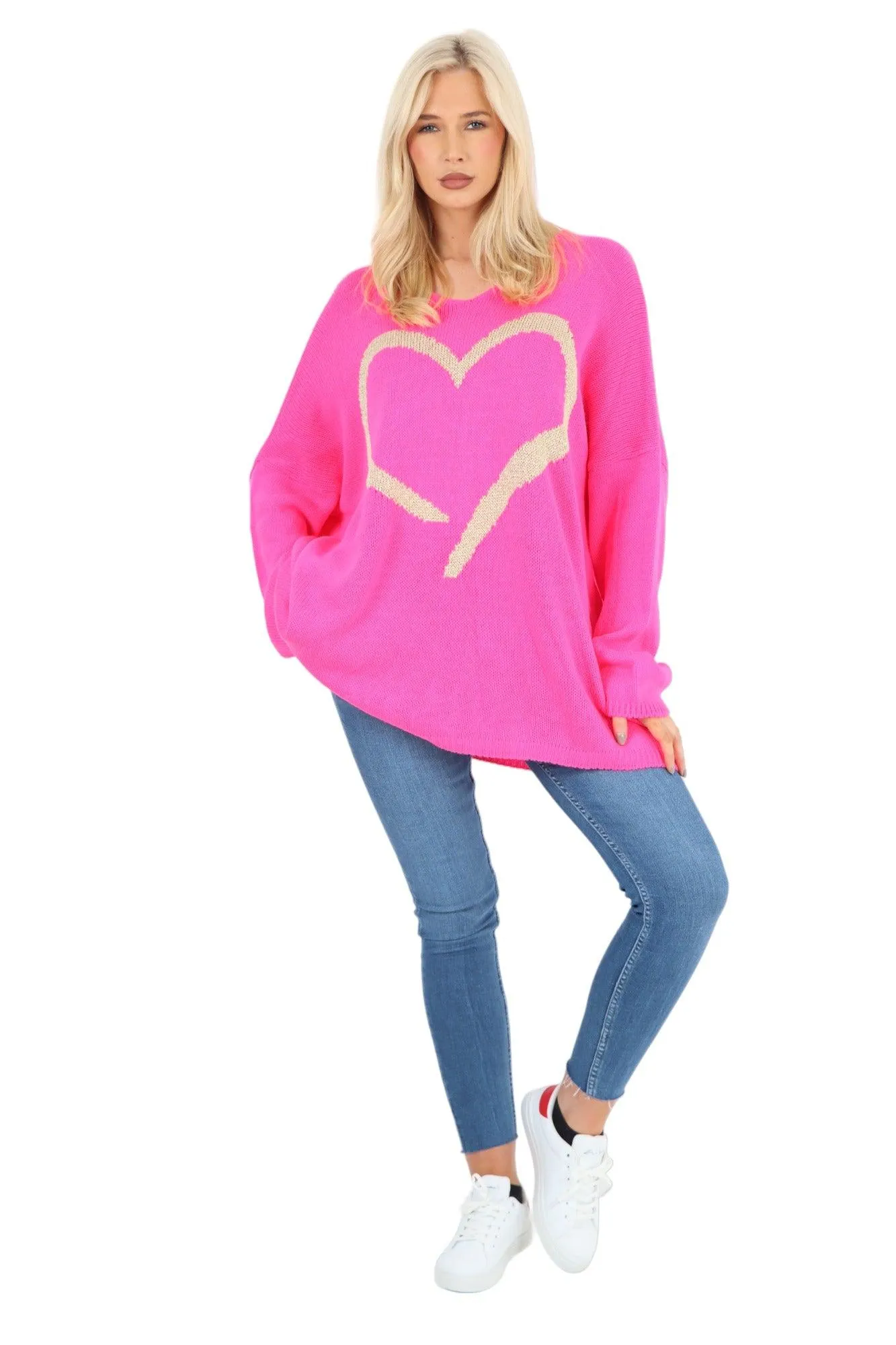 Glitter Heart Print Jumper Top