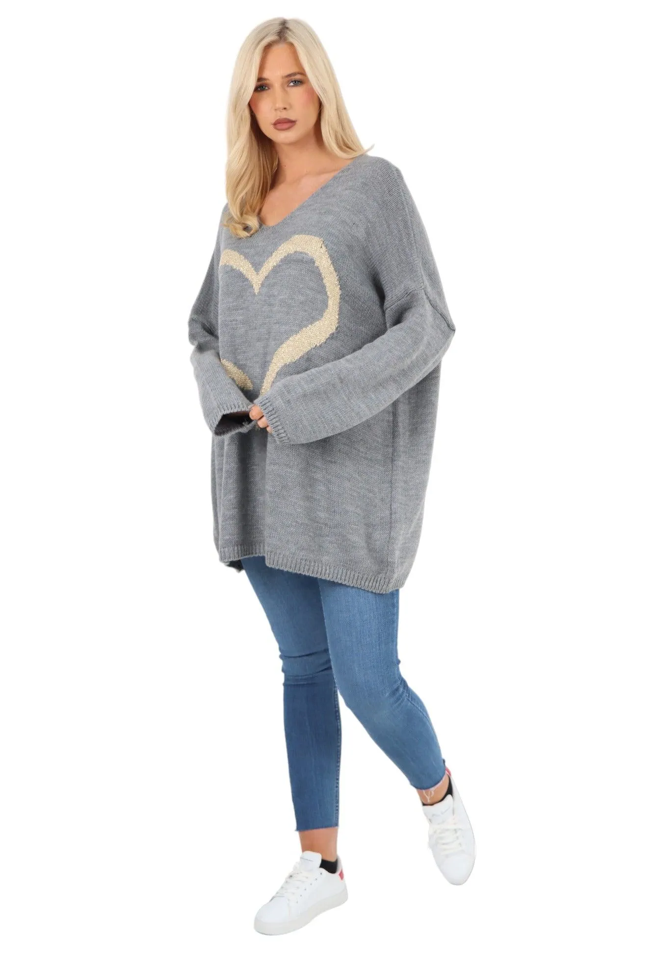 Glitter Heart Print Jumper Top