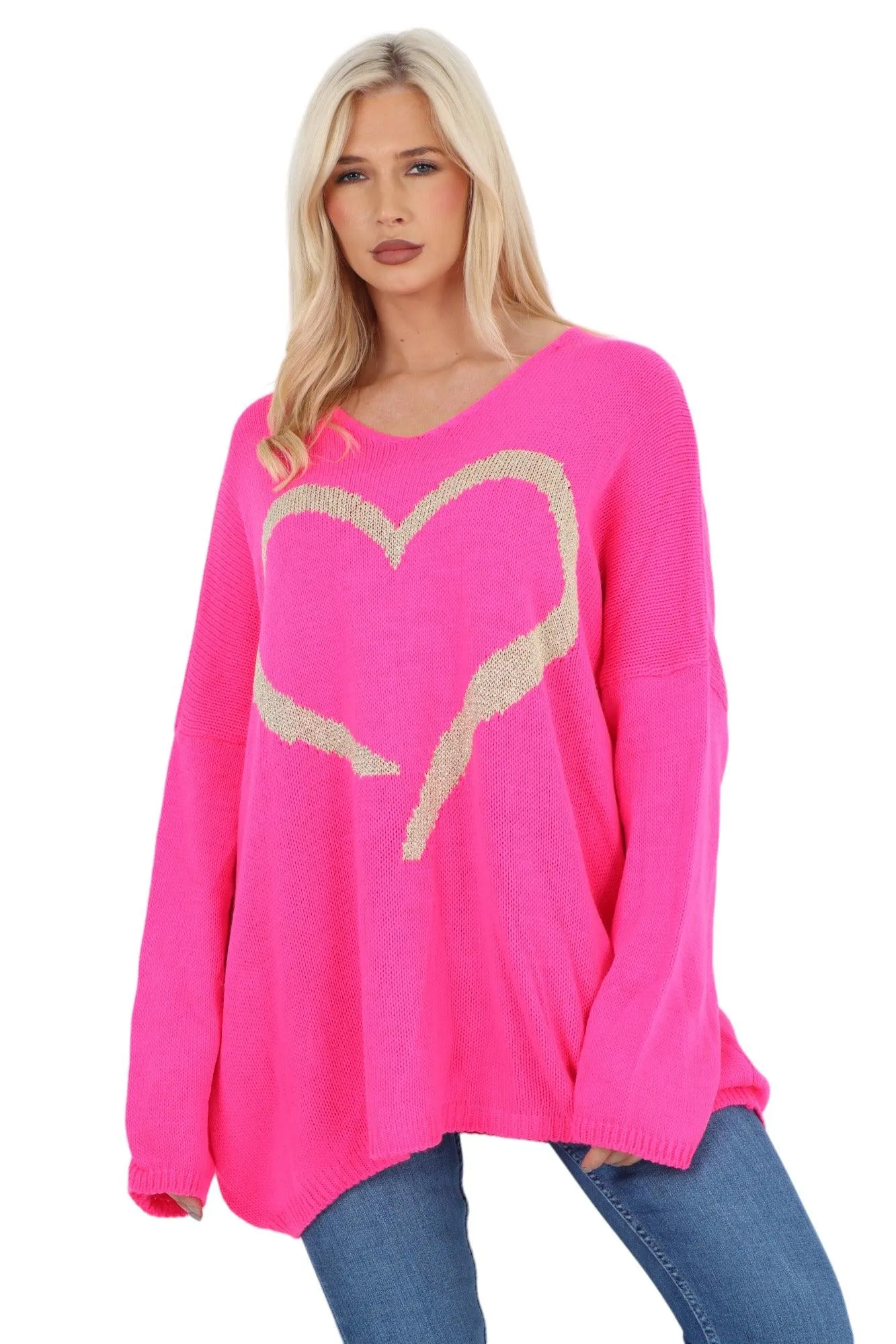 Glitter Heart Print Jumper Top