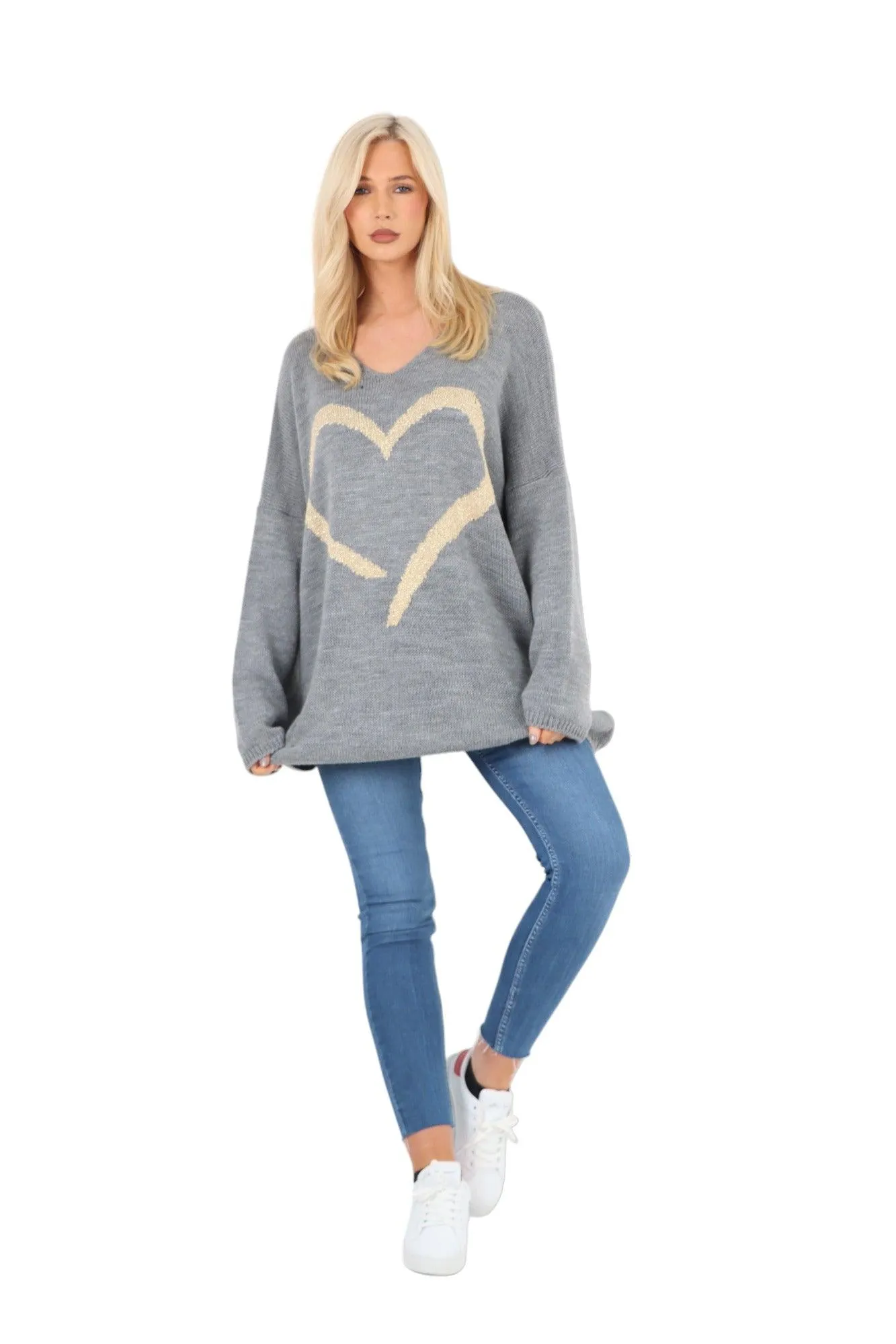 Glitter Heart Print Jumper Top