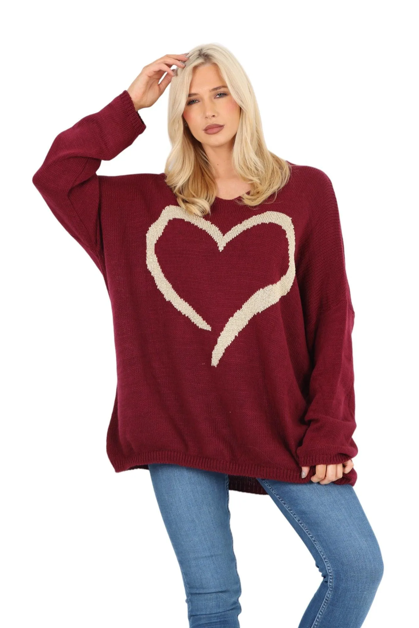 Glitter Heart Print Jumper Top