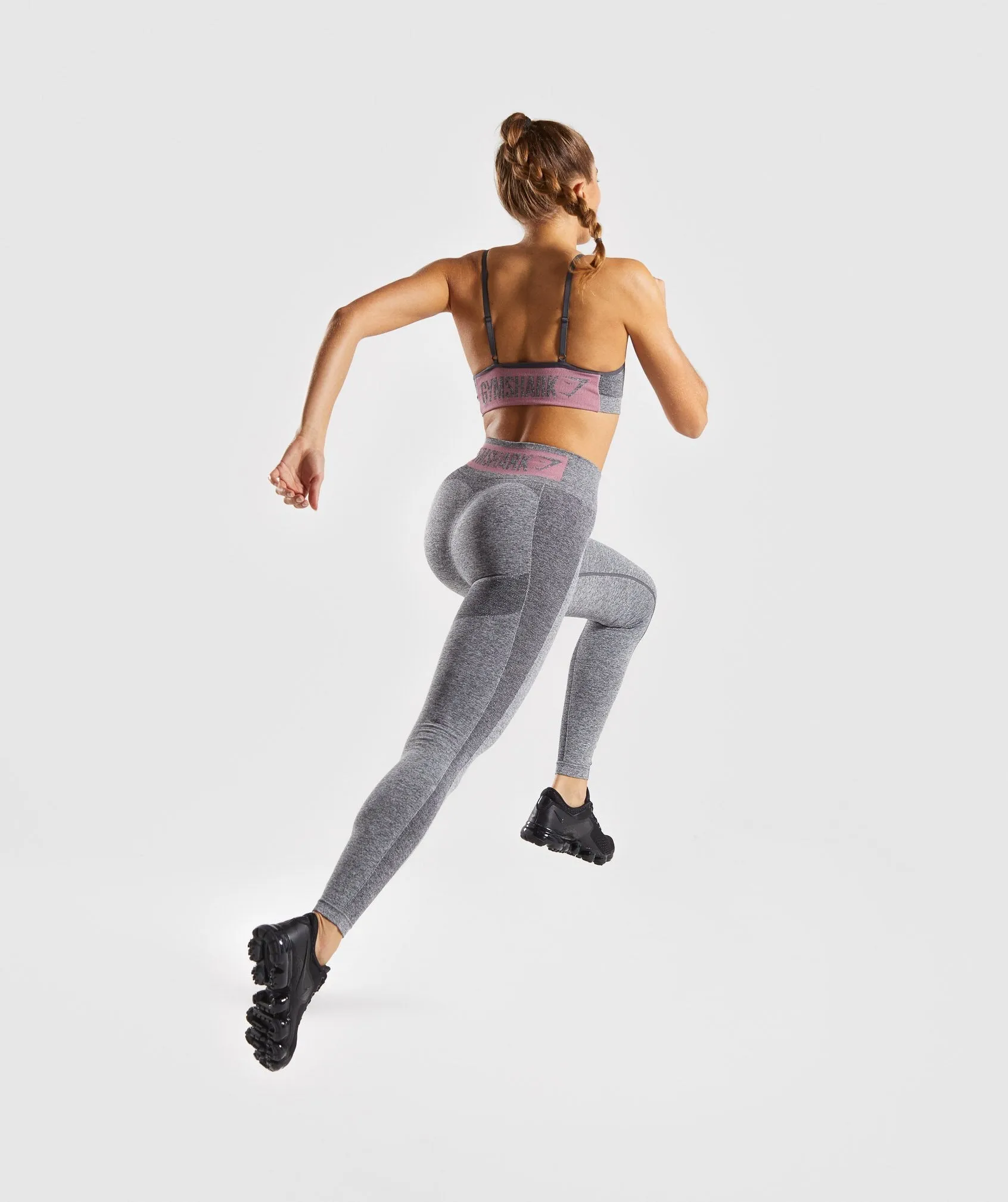 Gymshark Flex High Waisted Leggings - Charcoal Marl/ Dusky Pink