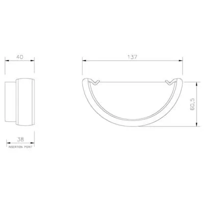 Half Round Gutter External Stop End 112mm - All Colours