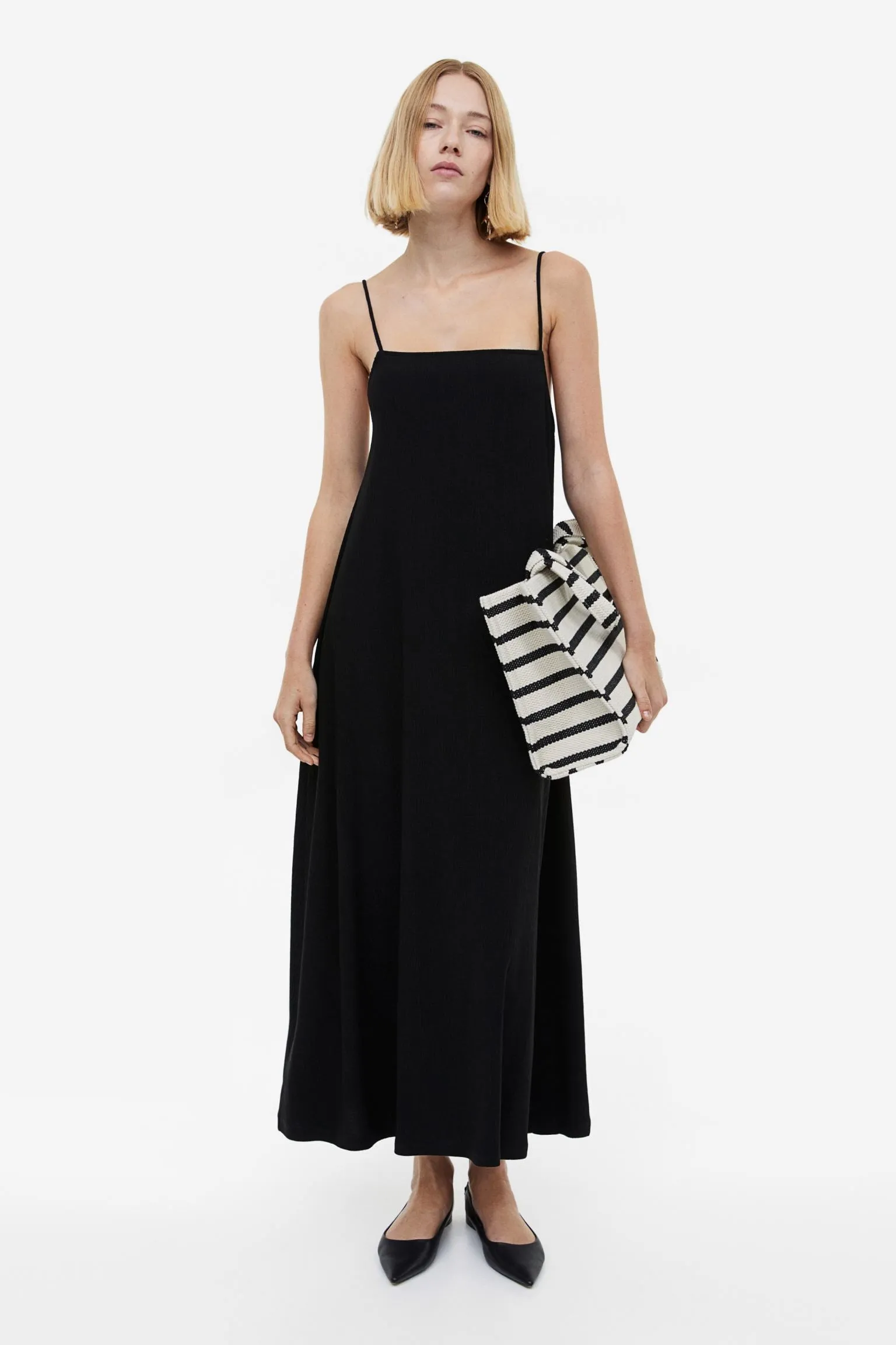 H&M Textured Slip dress, black