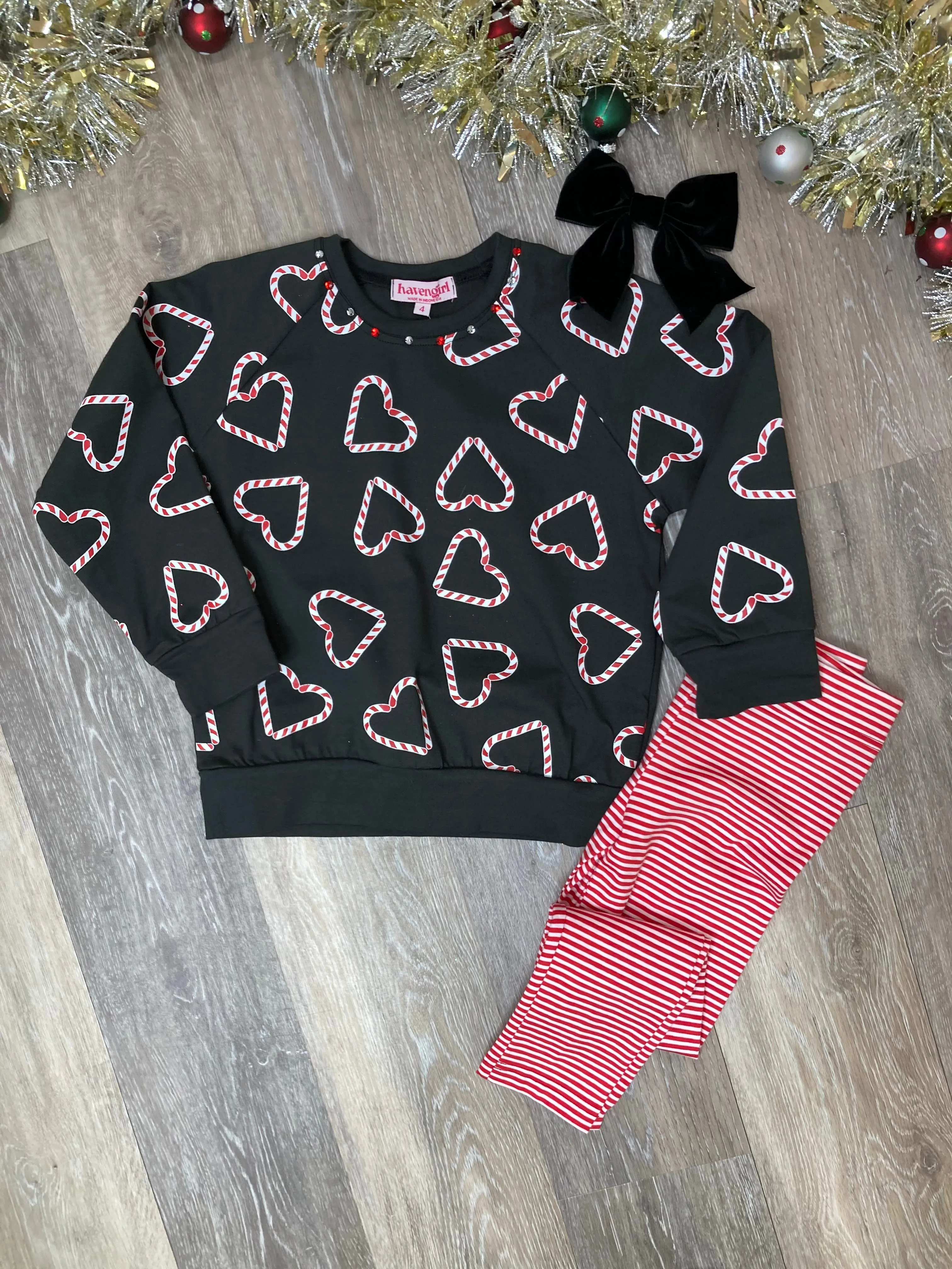 HAV Holiday Ankle Basic Leggings in Striped Candy Cane