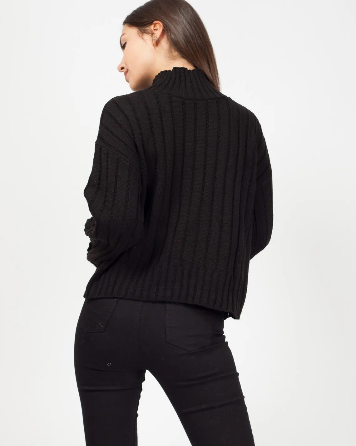 Karlie Turtle Neck Knitted Jumper In Black