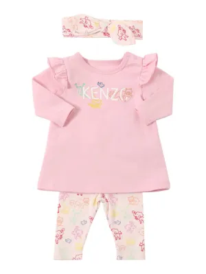 Kenzo Kids   Cotton dress, leggings &amp; headband 