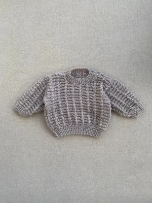 Knitted by Nana Waffle Knit jumper Light Grey 3-6M