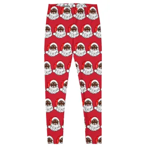 Leggings African American Santa Red