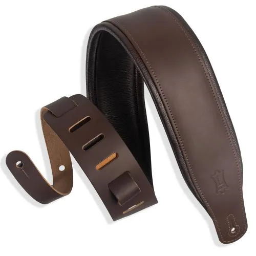 Levy's Padded Leather Guitar Strap, Dark Brown