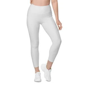 Light Gray Women's Leggings, Solid Color Best Leggings With Pockets For Women - Made in USA/EU/MX