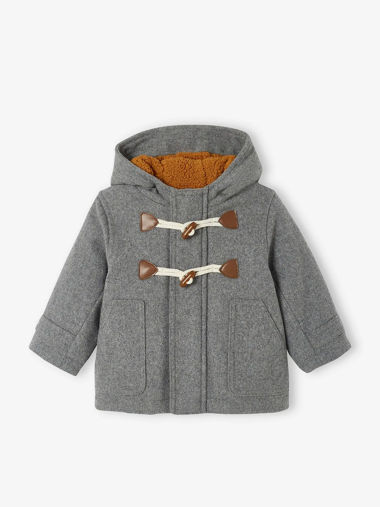 Manteau duffle-coat bébé avec capuche gris chine - Vertbaudet