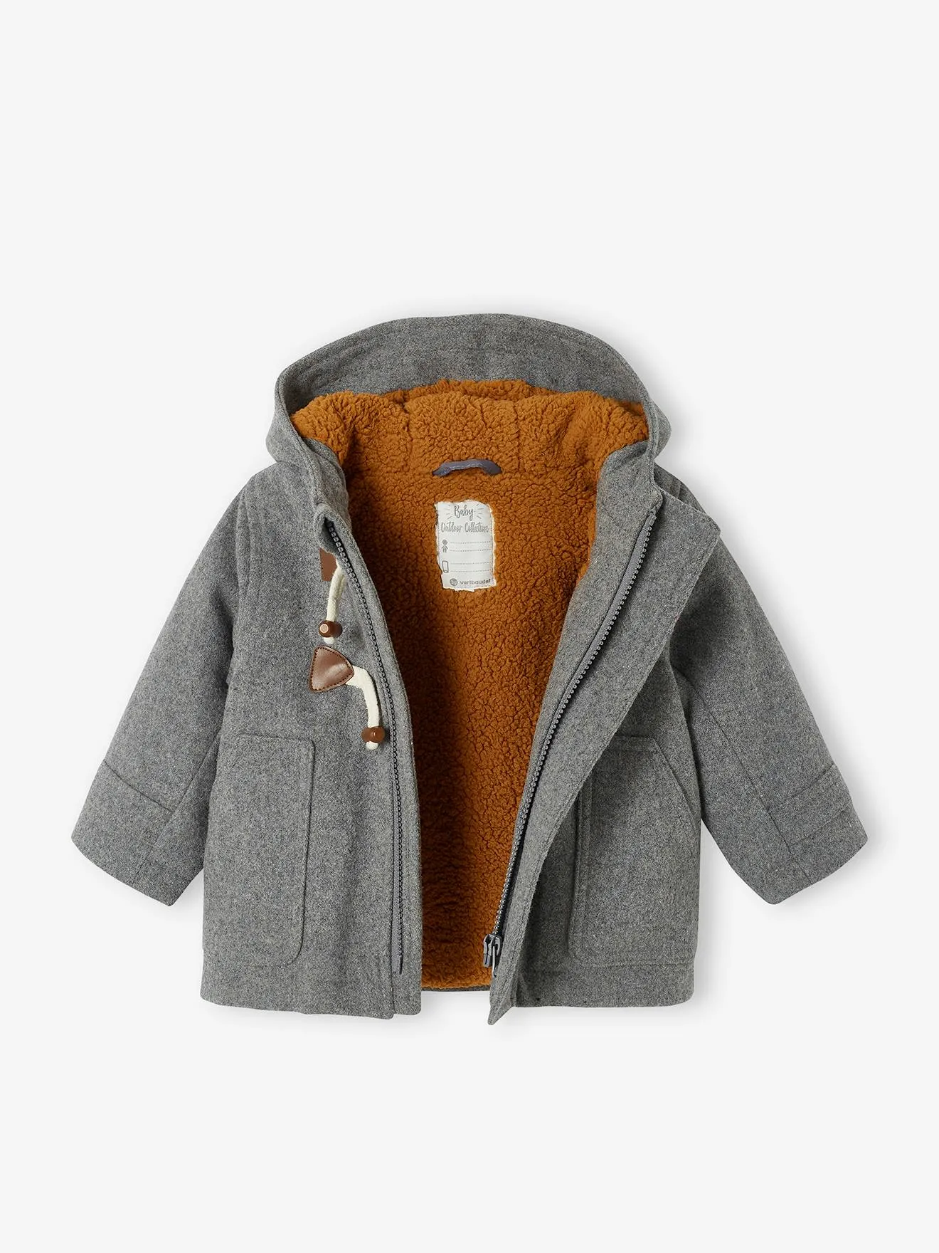 Manteau duffle-coat bébé avec capuche gris chine - Vertbaudet