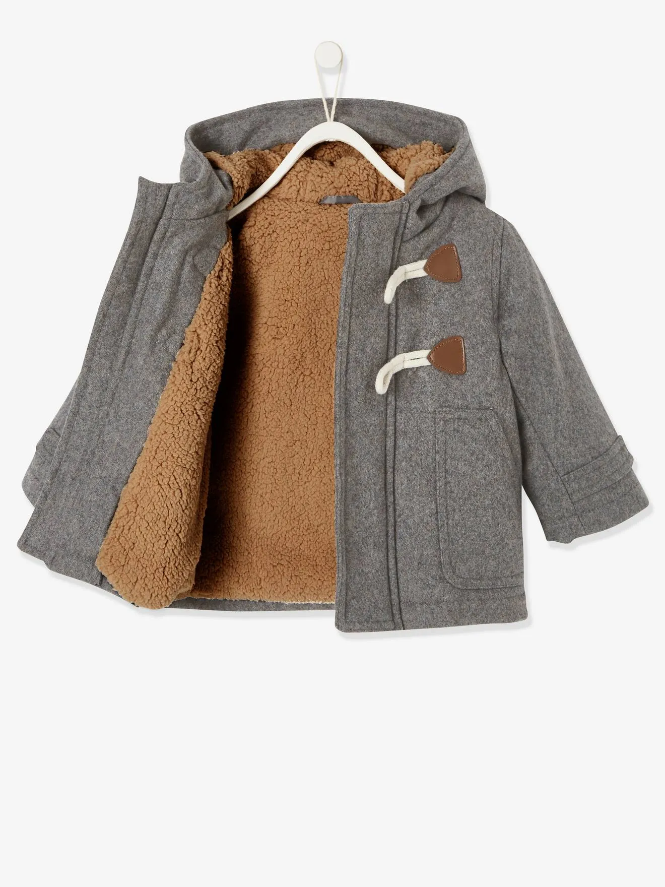 Manteau duffle-coat bébé avec capuche gris chine - Vertbaudet