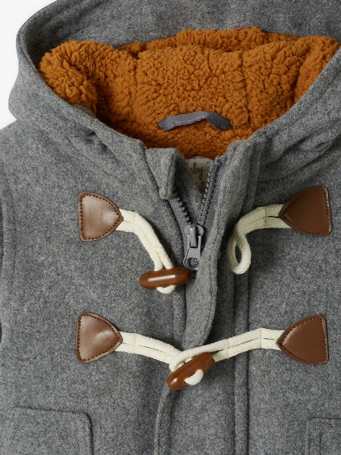 Manteau duffle-coat bébé avec capuche gris chine - Vertbaudet