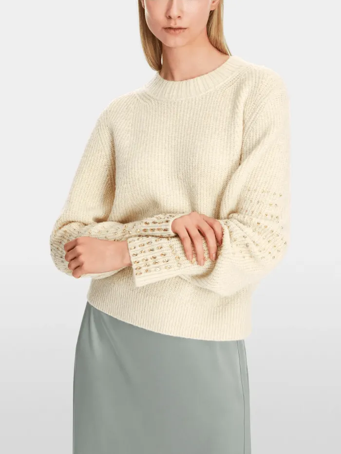 Marc Cain Collections Cream Jumper With Jewels XC 41.29 M55 COL 112