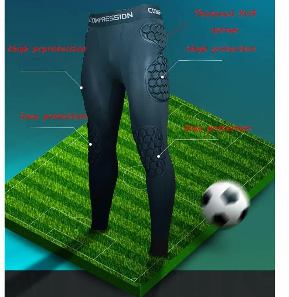 Men's Padded Compression Pants Leggings for Soccer Basketball Paintball Hockey