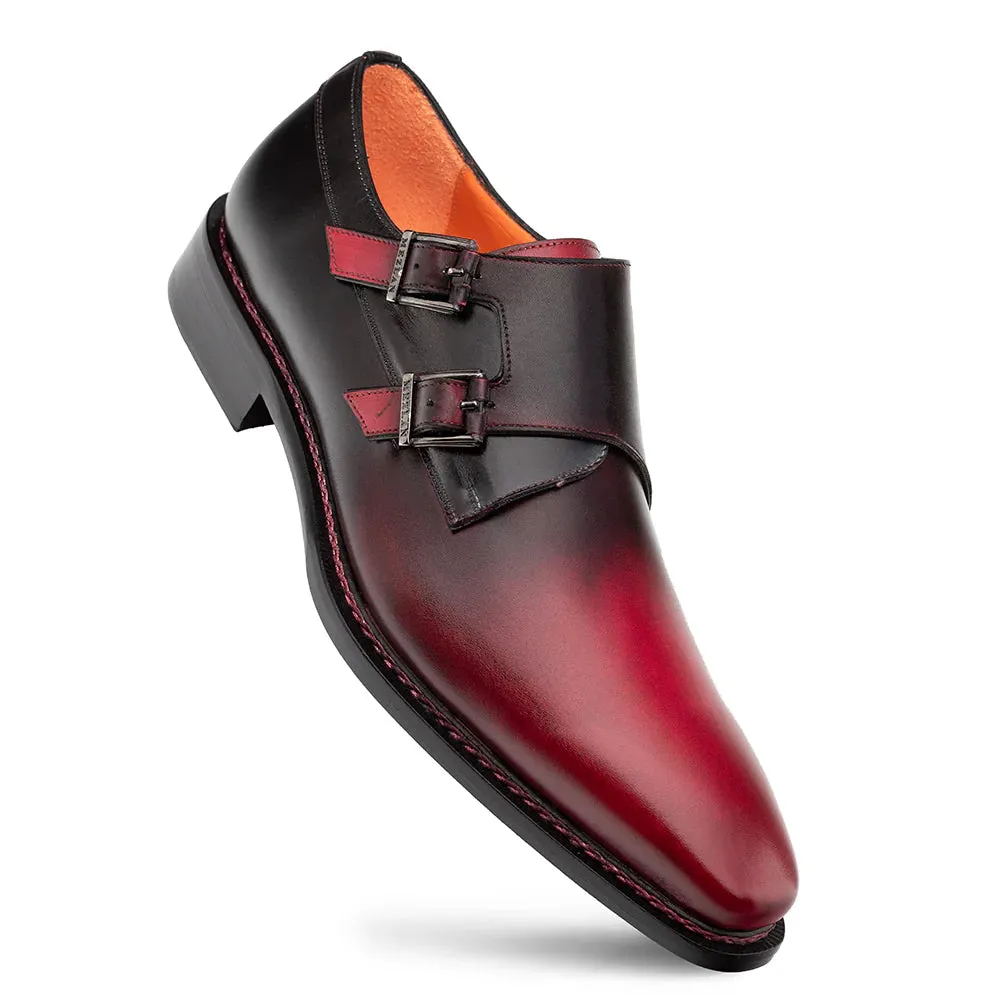 Mezlan Red Black Pintor Multi-Tone Double Monk Straps Men's Shoes Style No: 21244