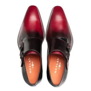 Mezlan Red Black Pintor Multi-Tone Double Monk Straps Men's Shoes Style No: 21244