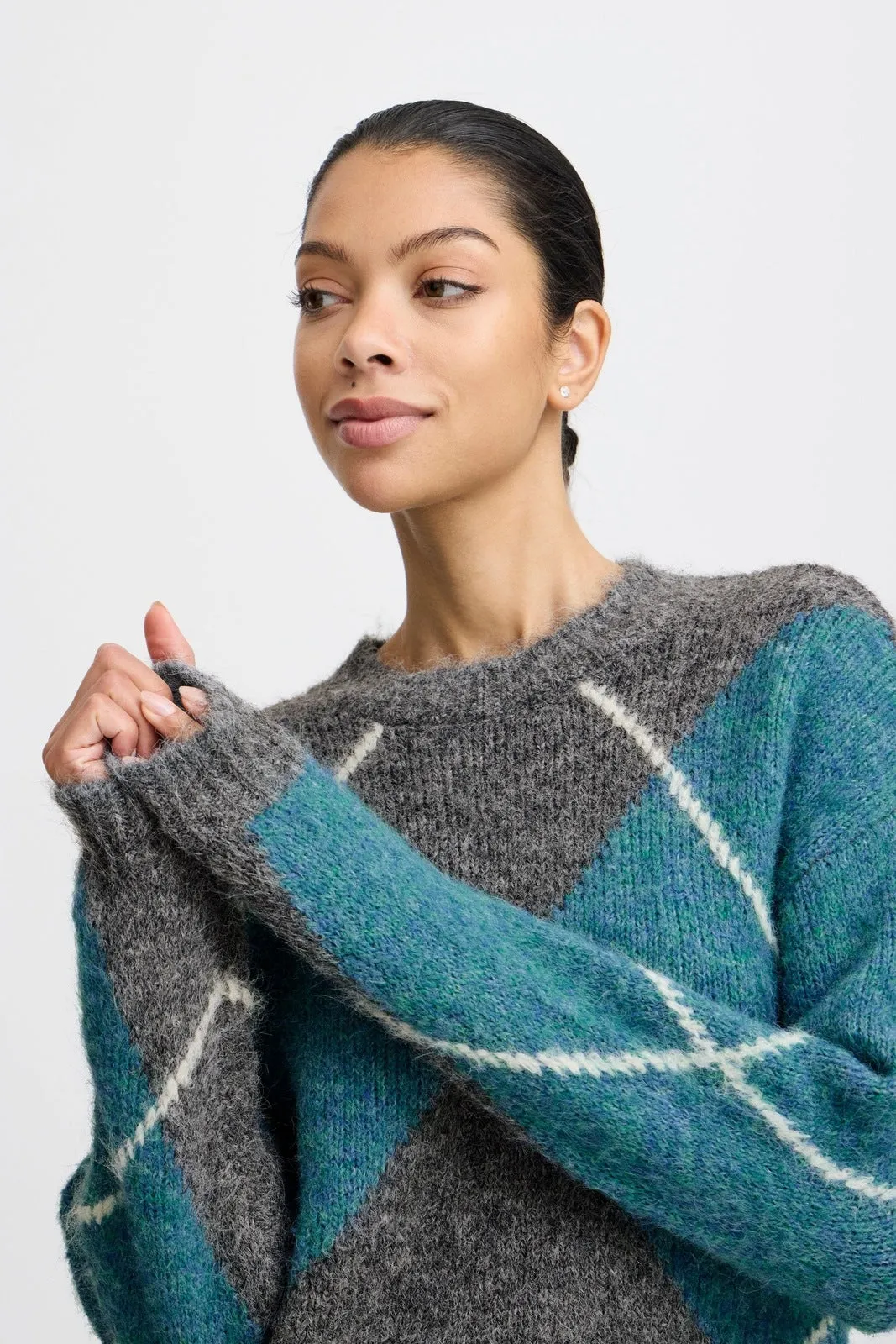 Miller Knit Jumper - Mid Grey Melange Mix