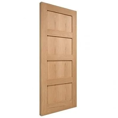 Oak Shaker 4 Panel Un-Finished Internal Door - All Sizes