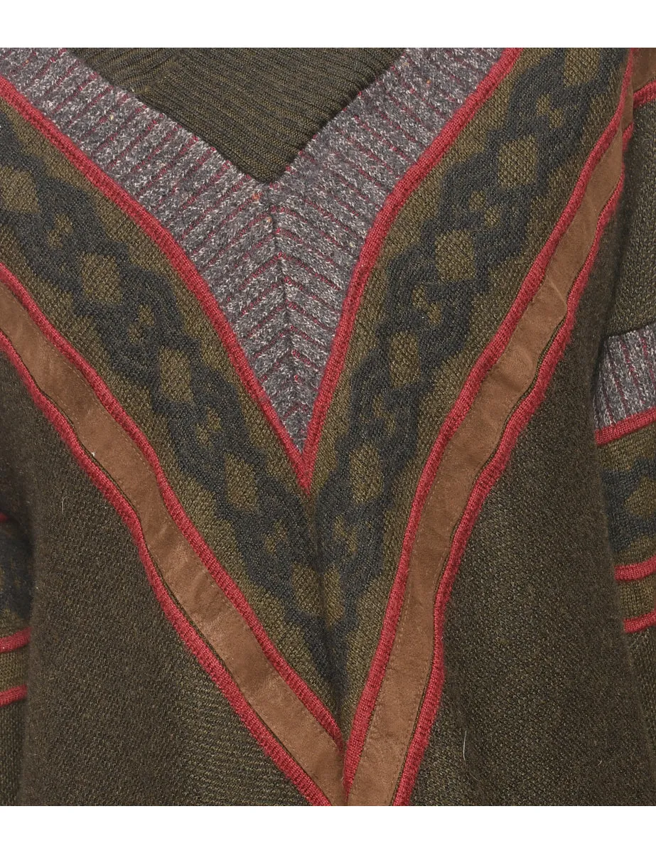 Olive Green Long Sleeved Jumper - M