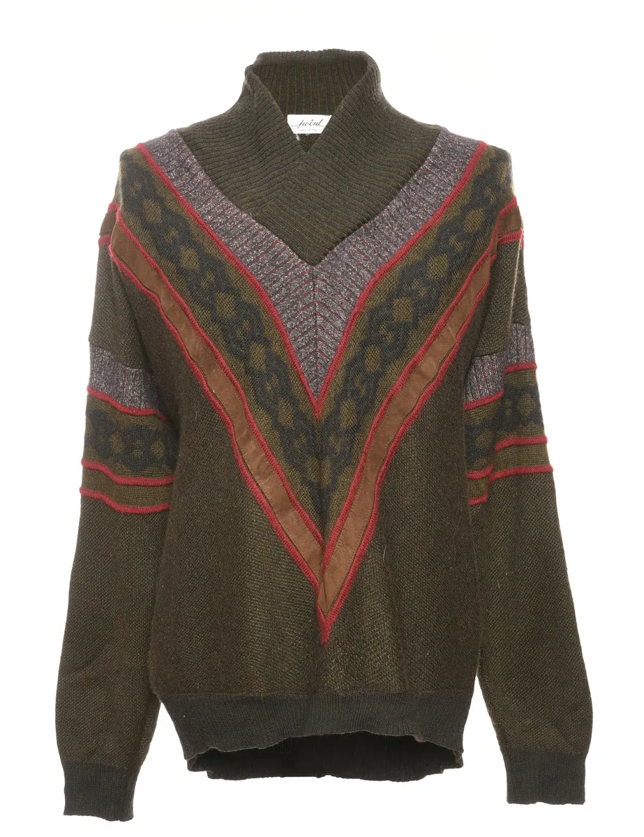 Olive Green Long Sleeved Jumper - M