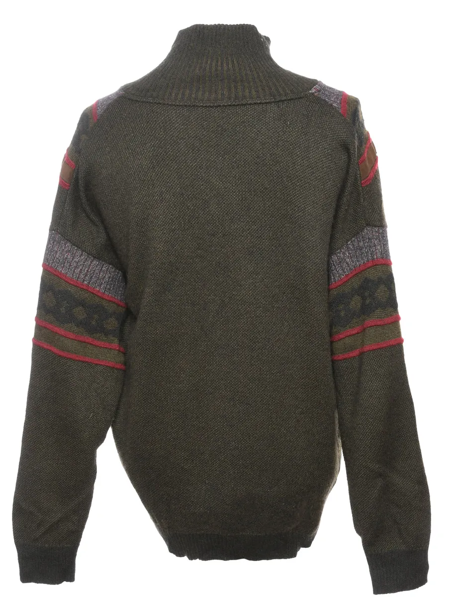 Olive Green Long Sleeved Jumper - M