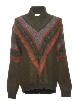 Olive Green Long Sleeved Jumper - M