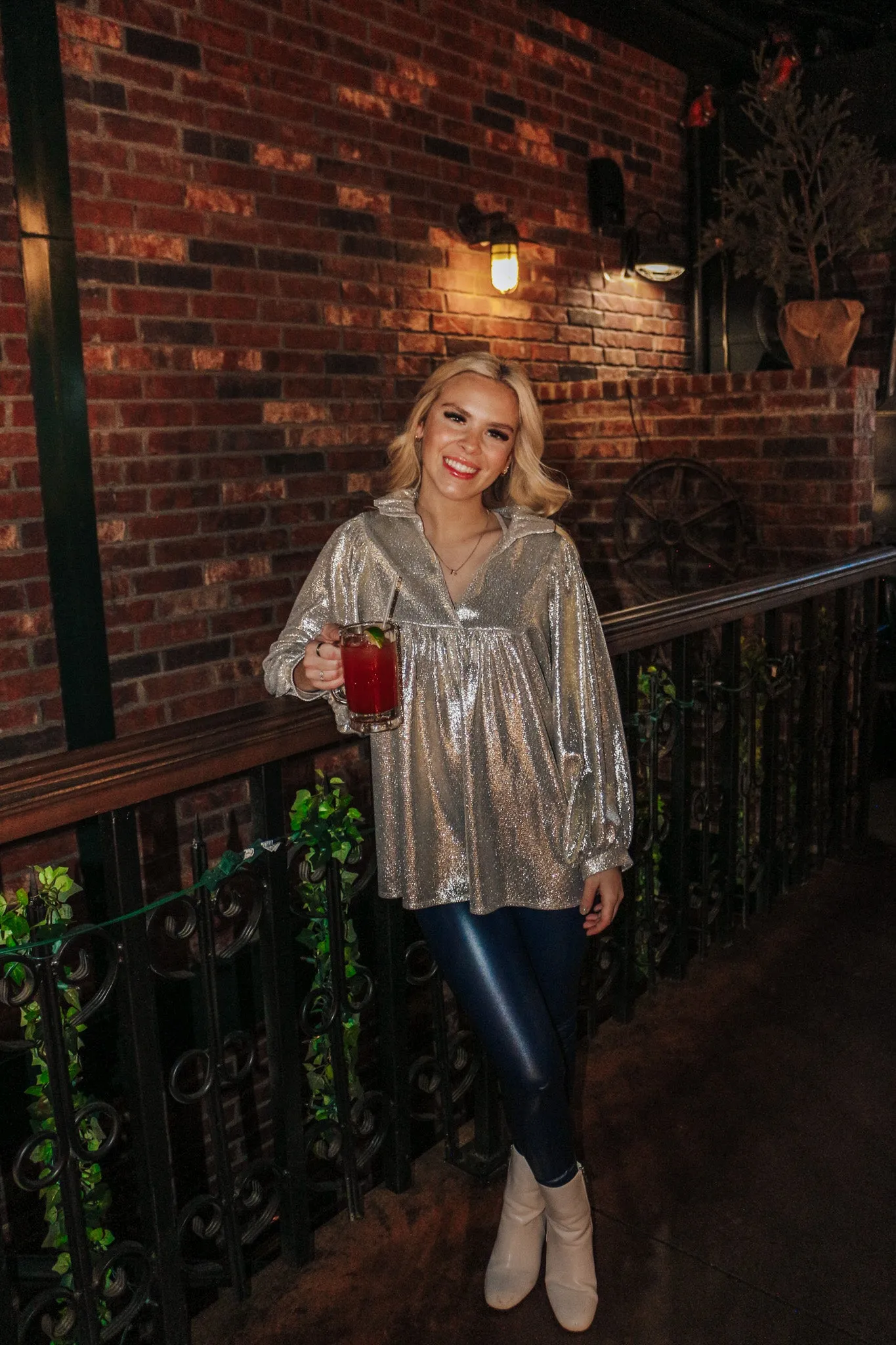 On The Lookout Navy Leather Leggings