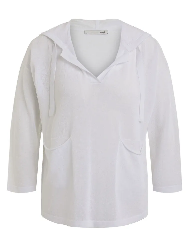 Oui Jumper with Hood Optic White