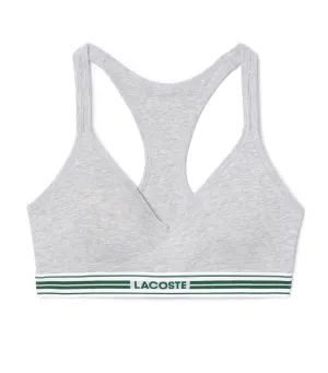 Padded Stretch Jersey Logo Bralette Silver Chine