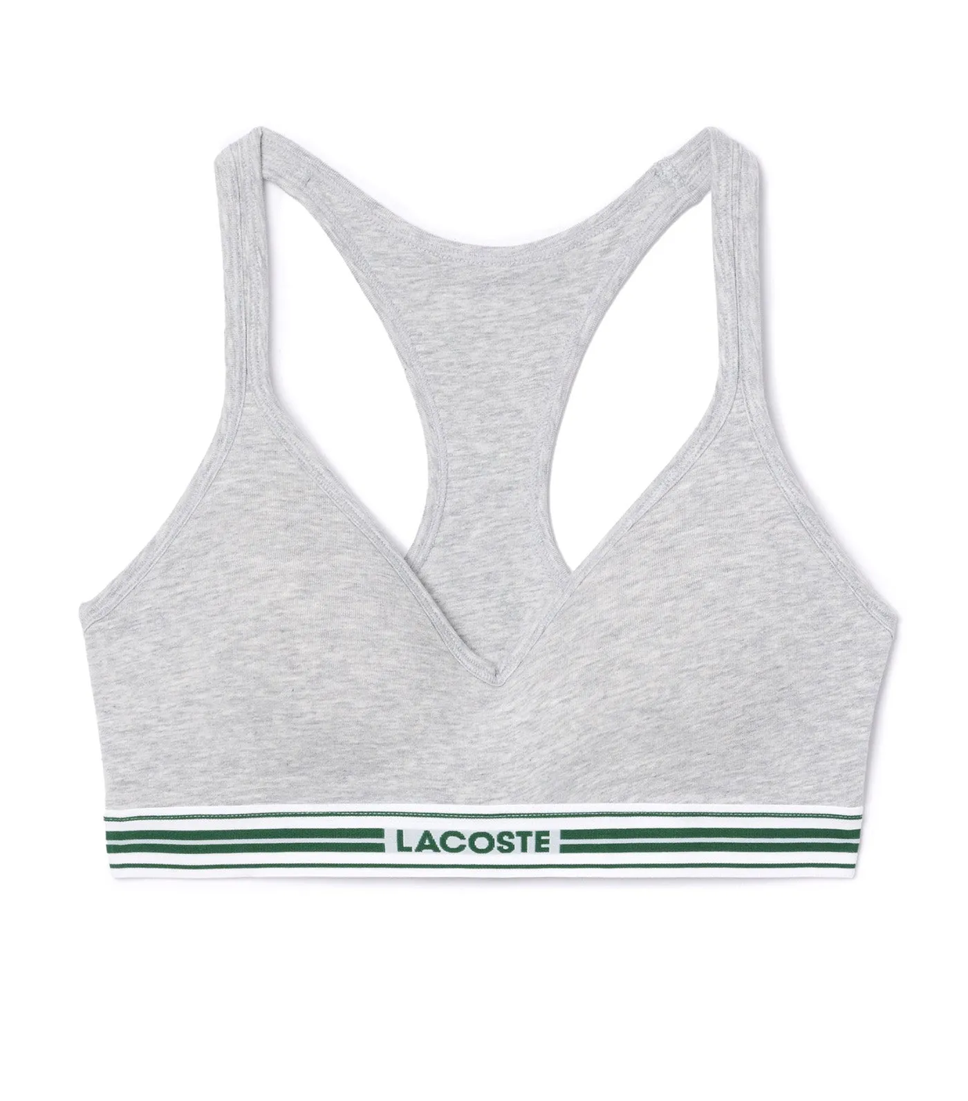 Padded Stretch Jersey Logo Bralette Silver Chine