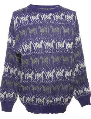 Patterned Purple Jumper - M