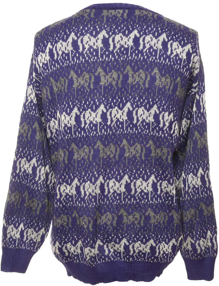Patterned Purple Jumper - M