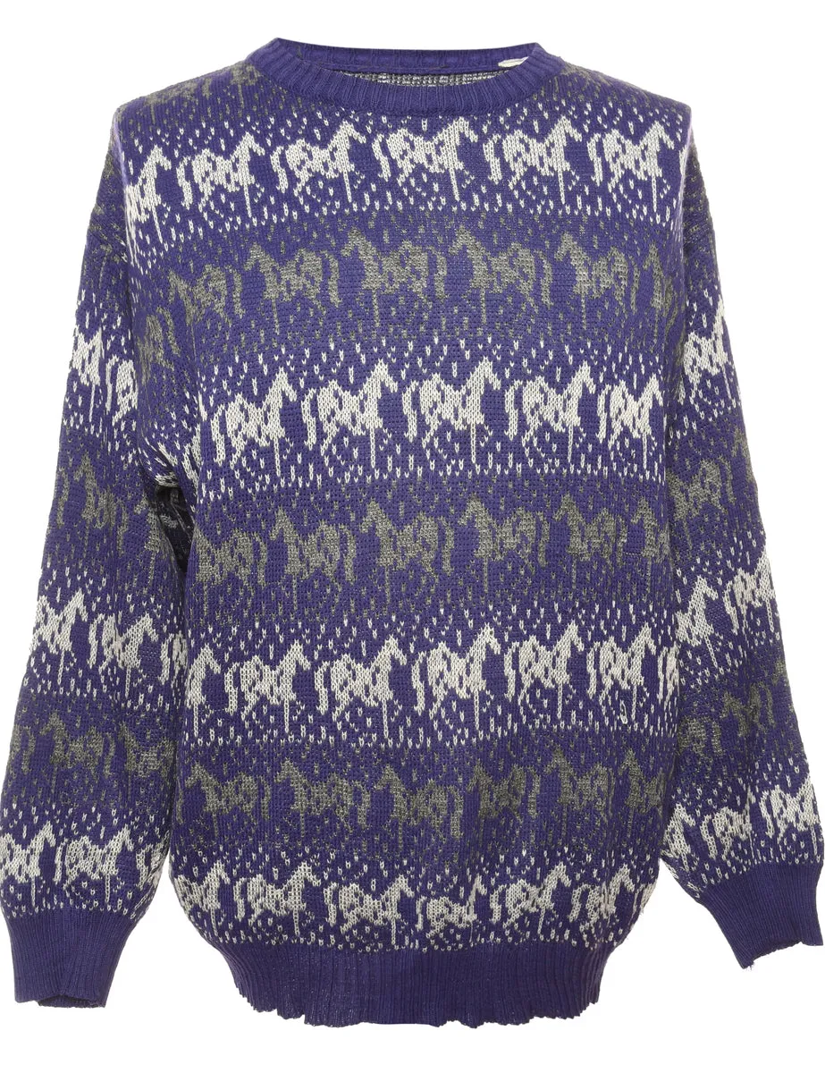 Patterned Purple Jumper - M
