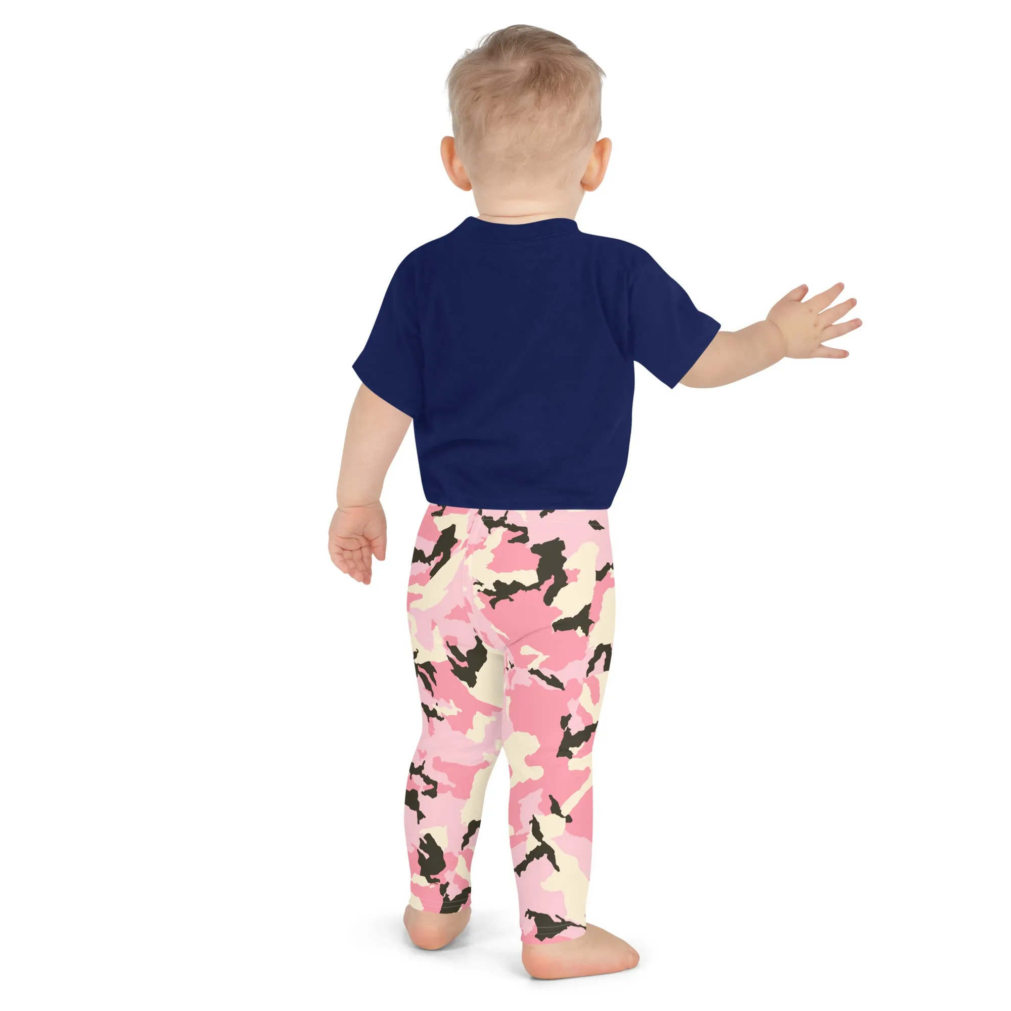 Pink Camo Print Kid's Leggings, Kid's Camouflaged Military Print Leggings Elastic Fitness Tights- Made in USA/ EU