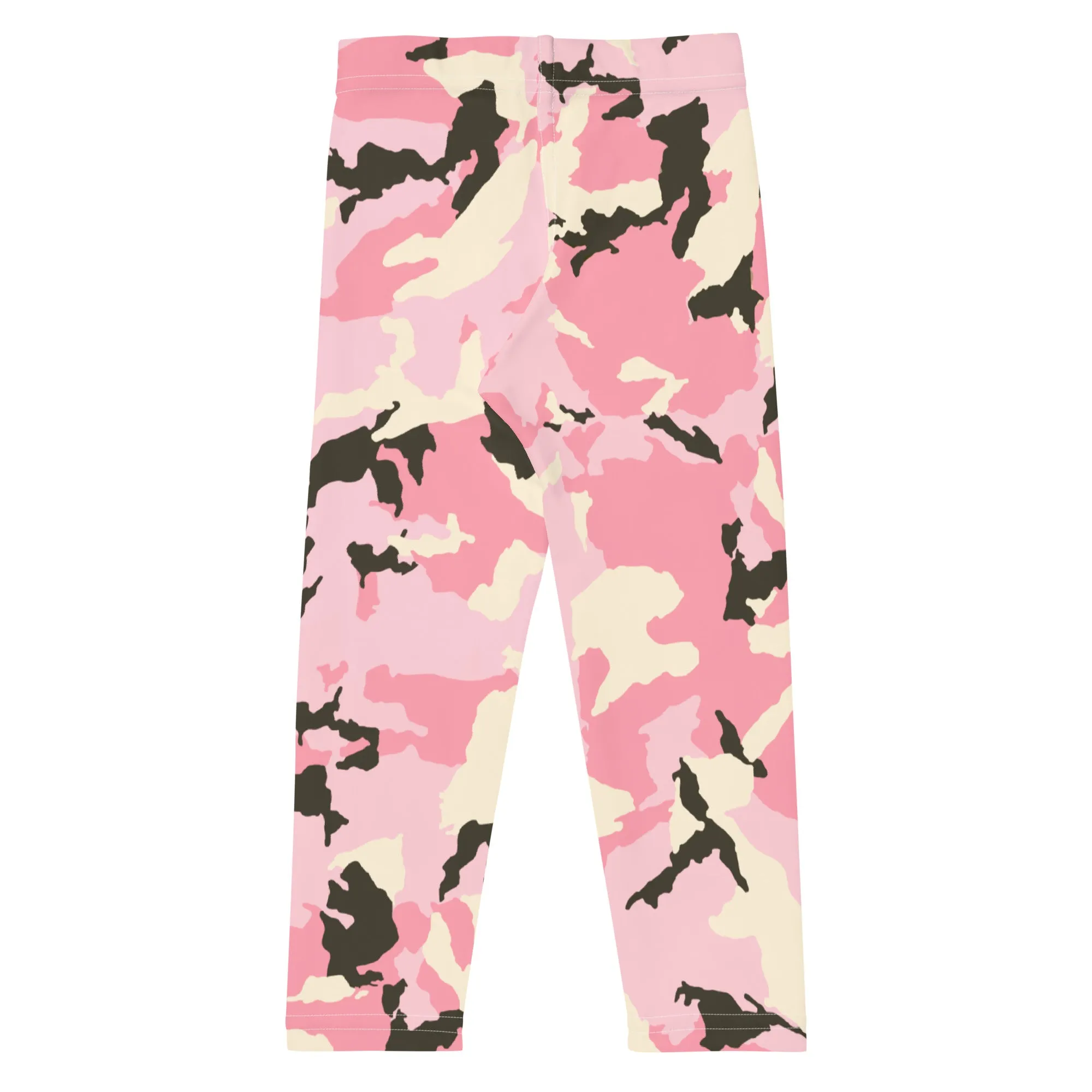 Pink Camo Print Kid's Leggings, Kid's Camouflaged Military Print Leggings Elastic Fitness Tights- Made in USA/ EU