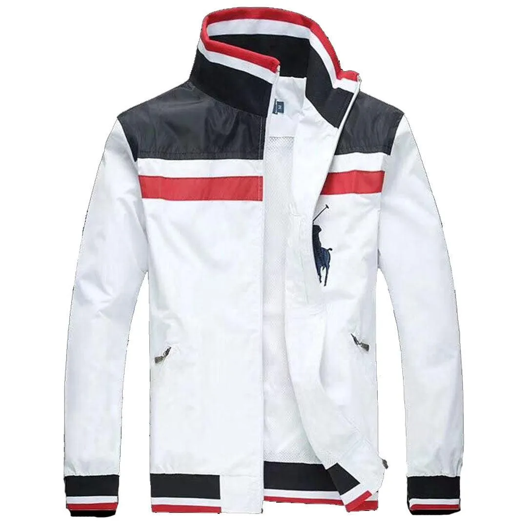 PRL Men's NavyBlue White Longsleeves Track Jacket