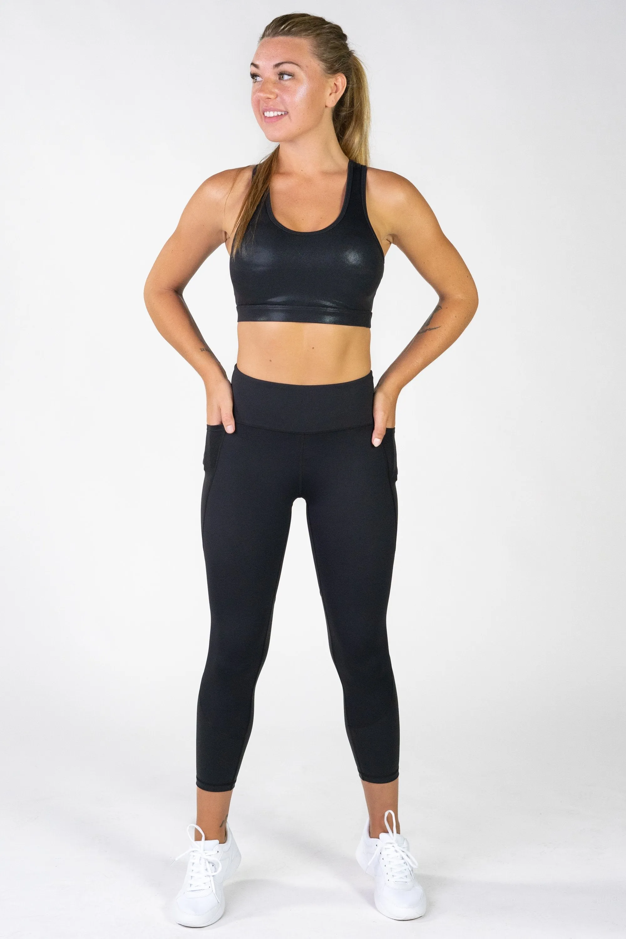 Radiance Gloss Black Racerback Sports Bra