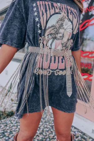 Reba Rhinestone Fringe Belt - Gold