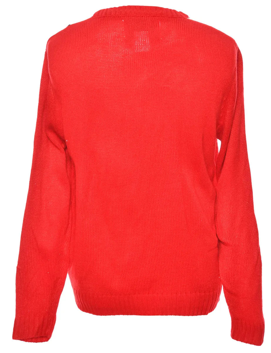 Red & White Classic Christmas Jumper - M