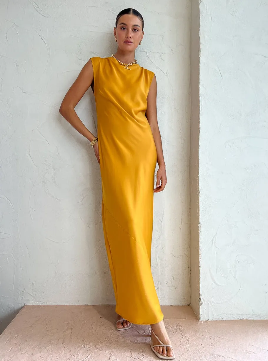 Rumer Kimberly Sheath Maxi in Ochre