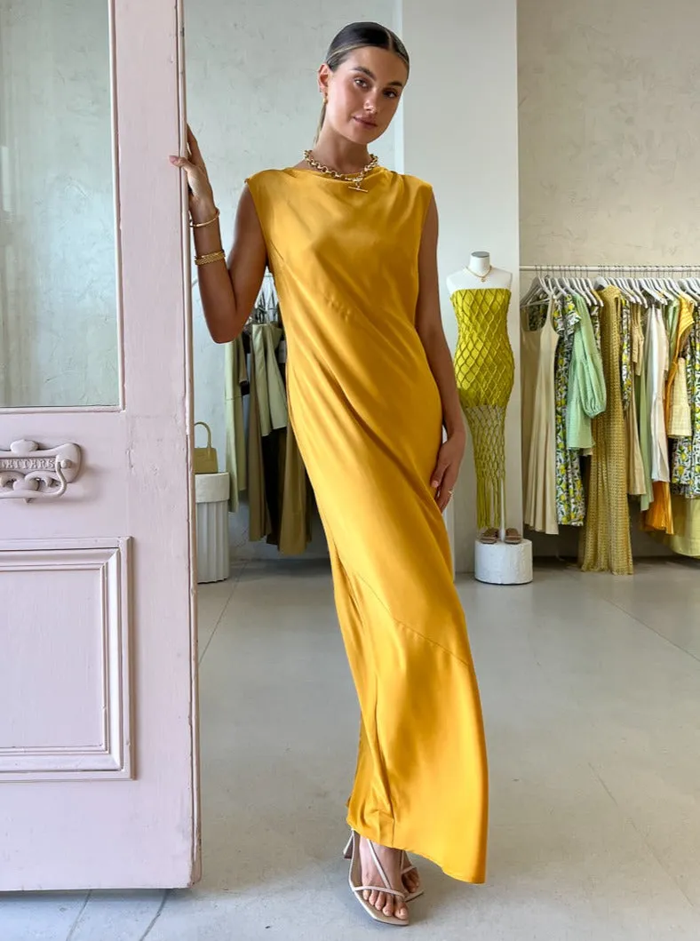 Rumer Kimberly Sheath Maxi in Ochre