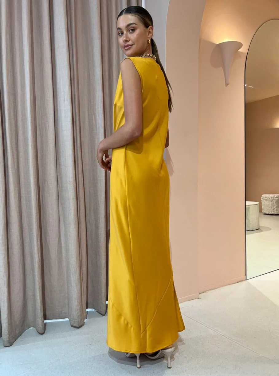Rumer Kimberly Sheath Maxi in Ochre