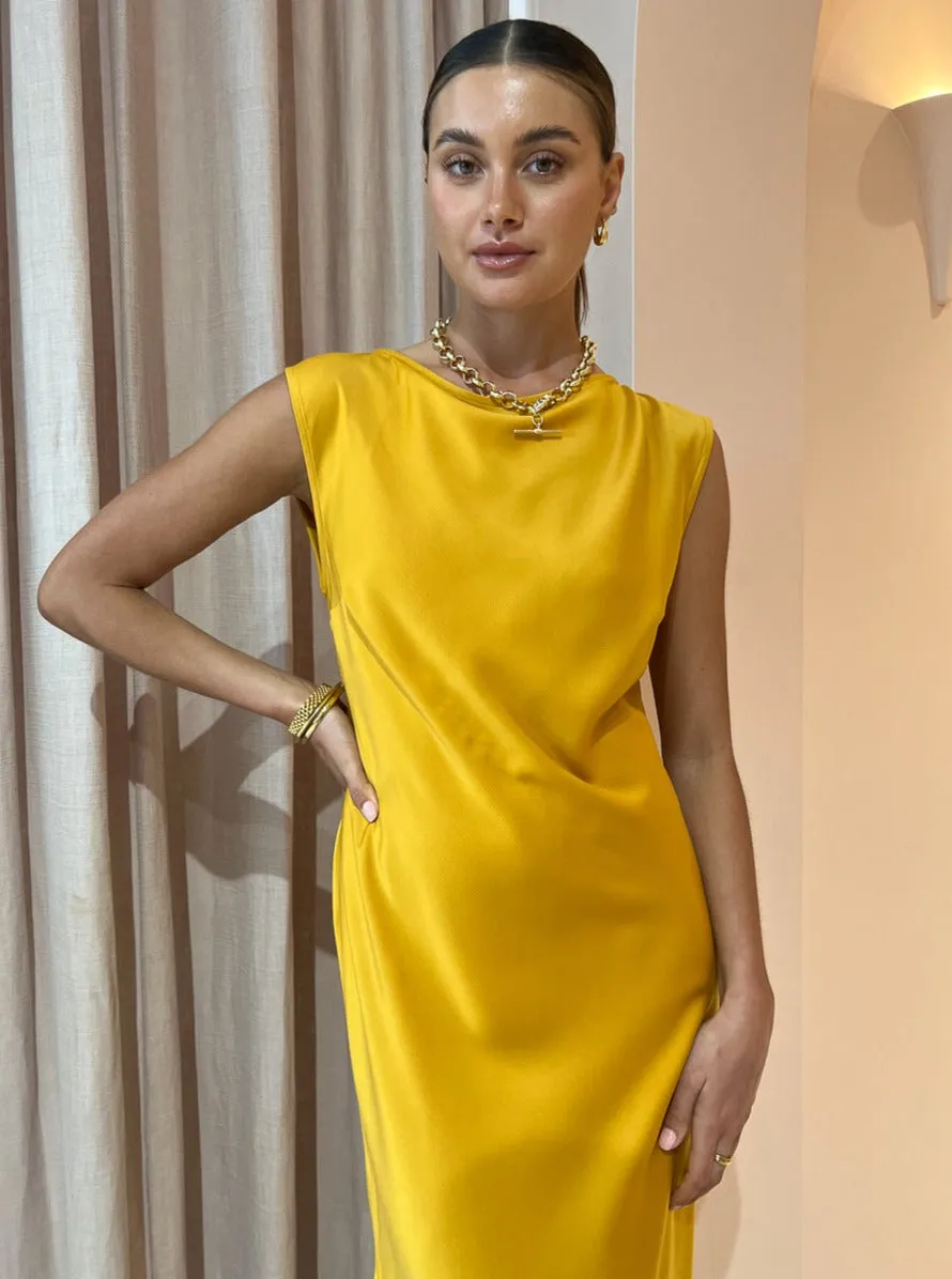 Rumer Kimberly Sheath Maxi in Ochre