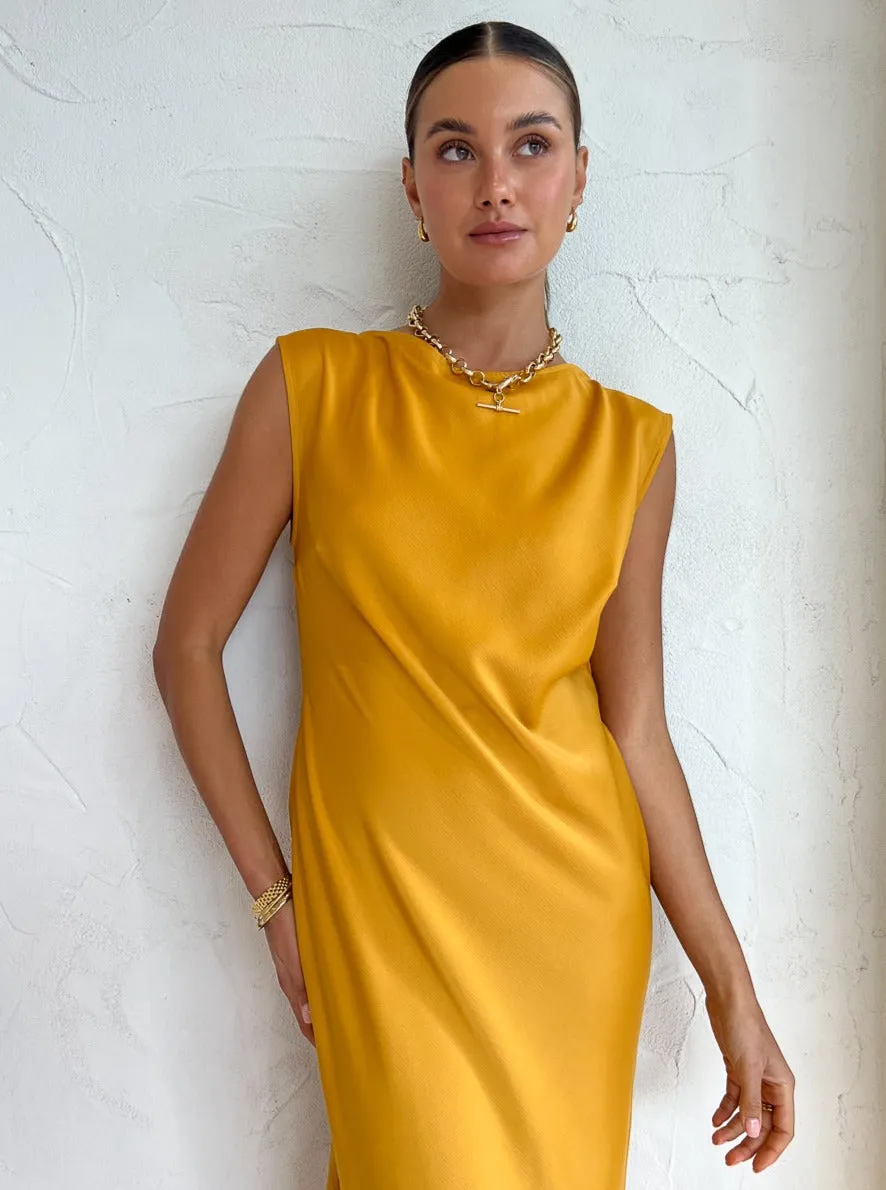 Rumer Kimberly Sheath Maxi in Ochre