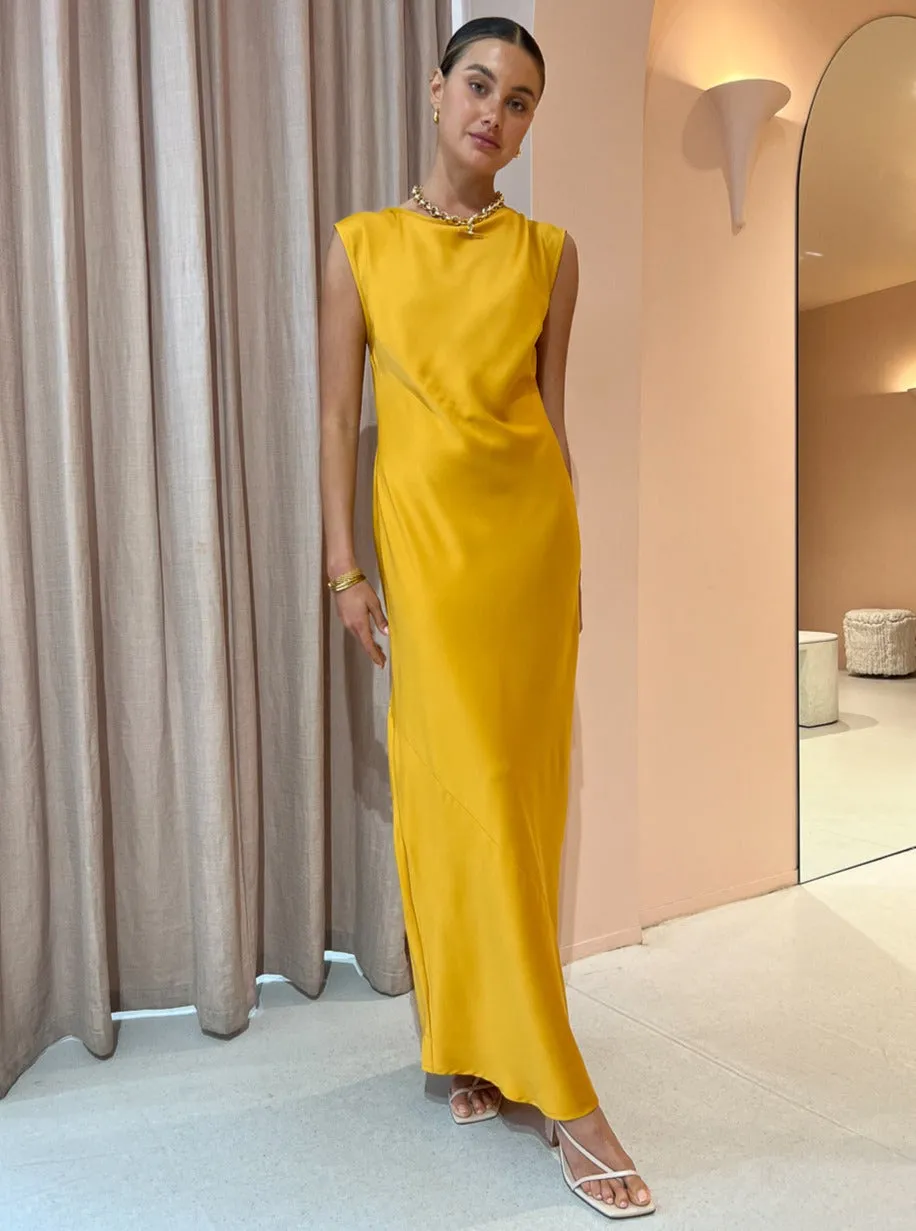 Rumer Kimberly Sheath Maxi in Ochre