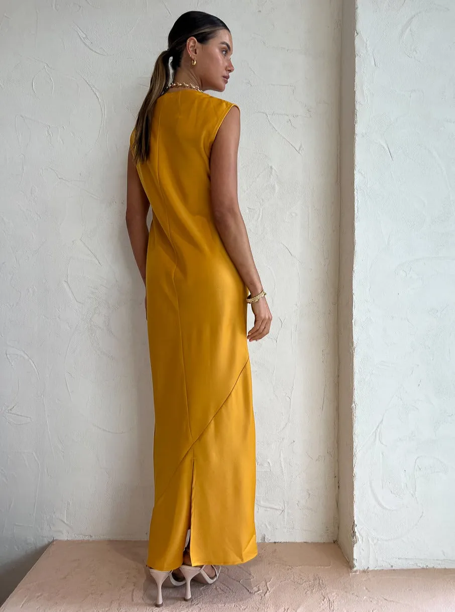 Rumer Kimberly Sheath Maxi in Ochre