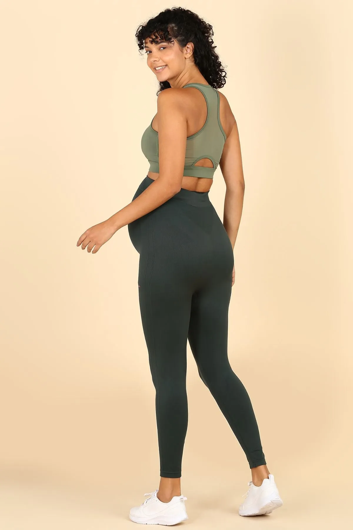 Seamless Adaptable Bump Support Legging Green (Pregnancy)
